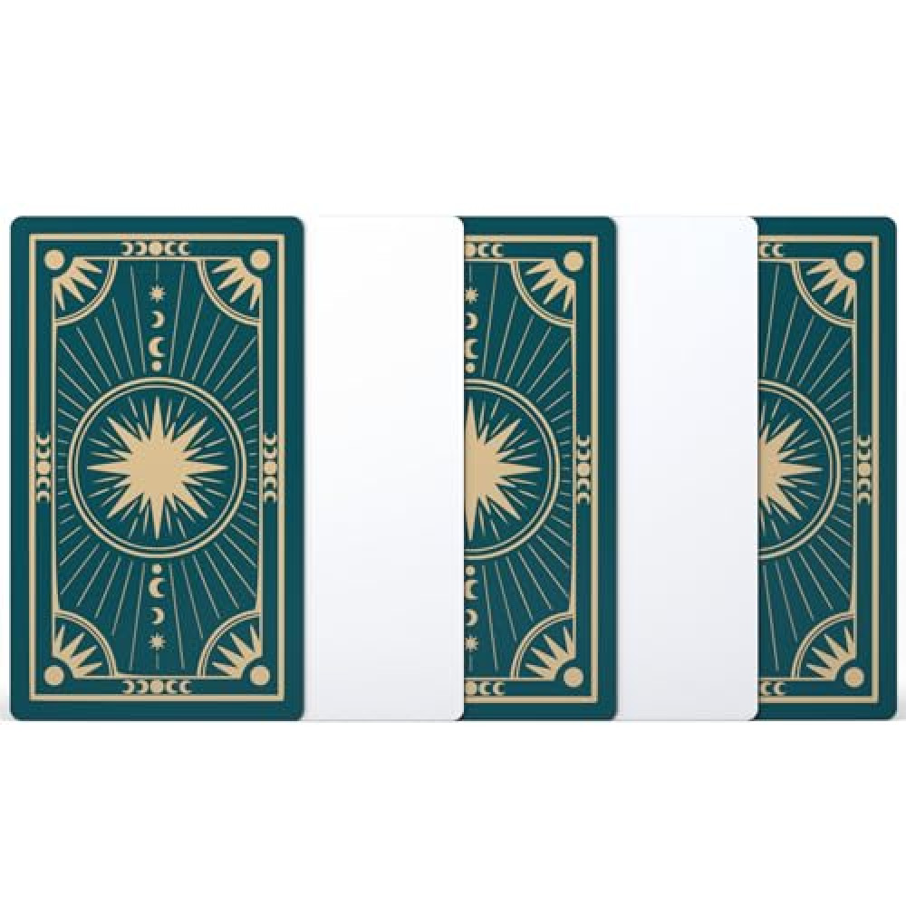 Blank Tarot Cards with Design on Back - Create Your Own DIY Oracle Cards - 80 Customizable Blank Tarot Oracle Cards to Write on - 2.75" x 4.75" (Green Celestial Gold Foil Design)
