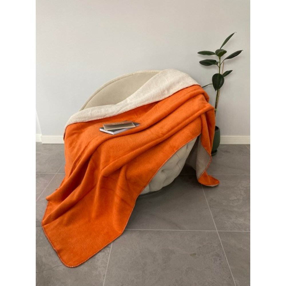 Blantur Çift Renkli Pamuklu Çift Kişilik Battaniye - 180 x 220 cm - Turuncu Battaniye Fiyatı