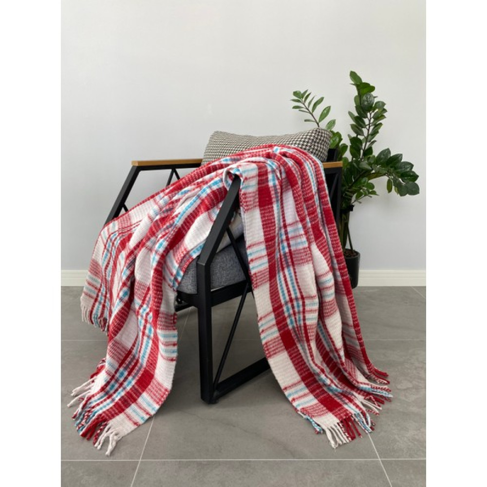 Blantur Pamuklu Ekose Çift Kişilik Battaniye - 180 x 220 cm - Kırmızı Battaniye Fiyatı