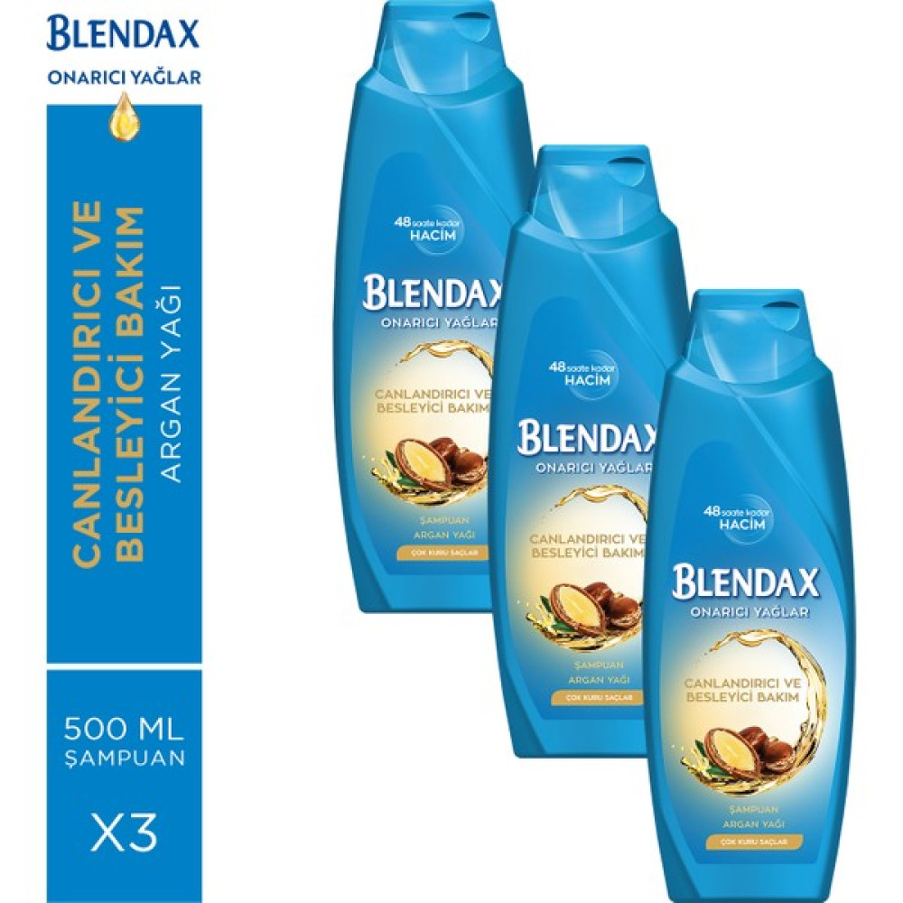 Blendax Canlandırıcı Ve Besleyici Bakım - Onarıcı Yağlar Argan Yağı Şampuan 500 Ml X 3 Adet Şampuan ve Saç Kremi Fiyatı