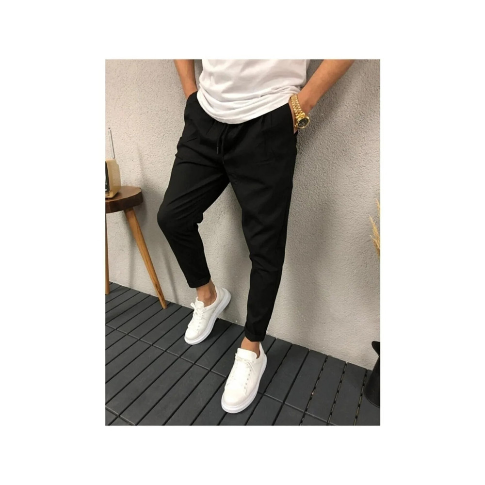 BLG SPORTSWEAR Erkek Dar Kalıp Jogger Pantolon Duble Paça Siyah XL Beden Kadın Pantolon Fiyatı