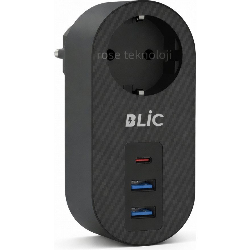 Blic Rose Teknoloji Ftr-07 Termal Akım Korumalı 2 USB 1 TYPE-C Girişli Duvar Tipi Priz - Siyah Bilgisayar Çevirici ve Adaptörü Fiyatı