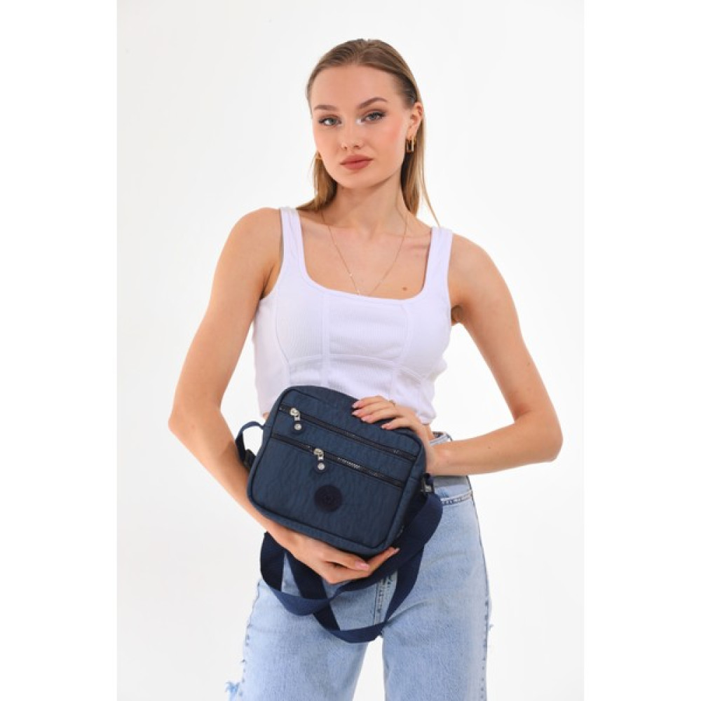 Bliss Krinkıl Kumaş Unisex Çok Bölmeli Su Geçirmez Lacivert Omuz Çantası Bayan Çanta ve Cüzdan Fiyatı