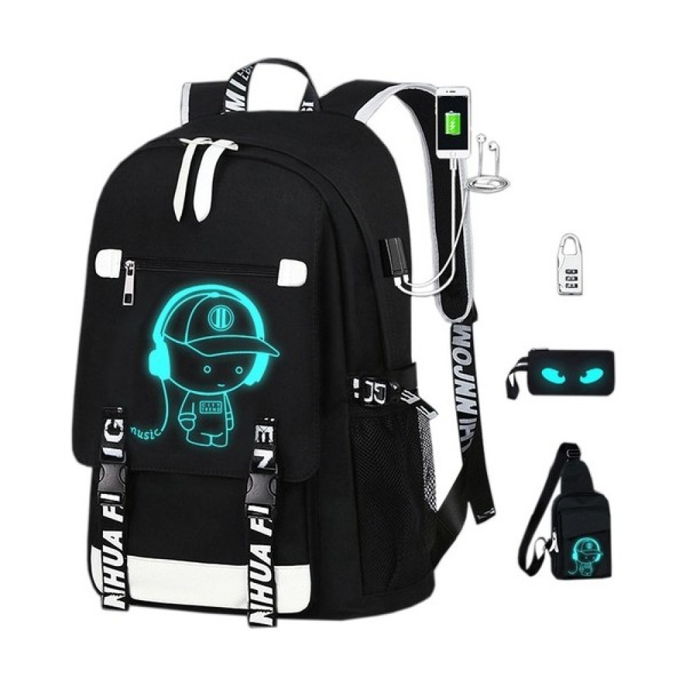 Bliss Sports 4 Parça USB Şarj Portlu Sırt Çantası Seti (Yurt Dışından) - Siyah Okul Çantası Fiyatı