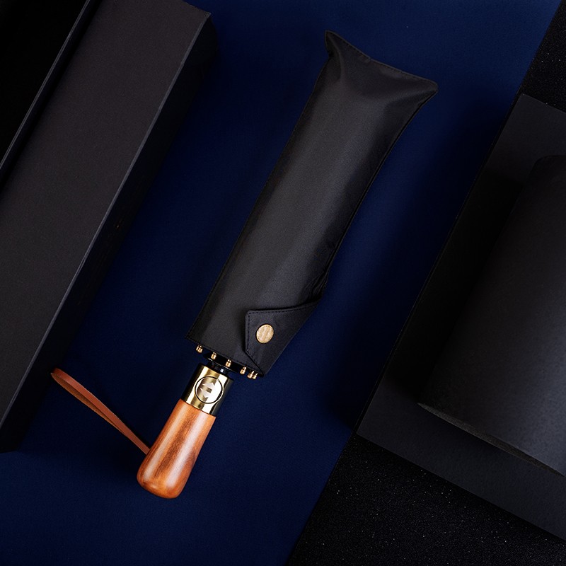 Bliss Umbrella Ahşap Saplı Katlanır 12 Telli Şemsiye Su Geçirmez Portatif Kullanım için Diğer Fiyatı
