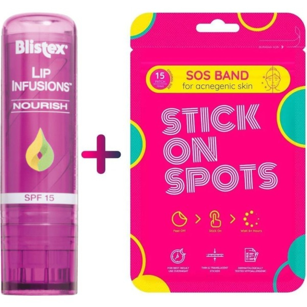 Blistex Besleyici Dudak Bakımı Lip Infusions Nourish SPF15 3,7g + Sos Band -15 Adet Sivilce/akne Patch Dudak Bakımı / Koruyucu Fiyatı