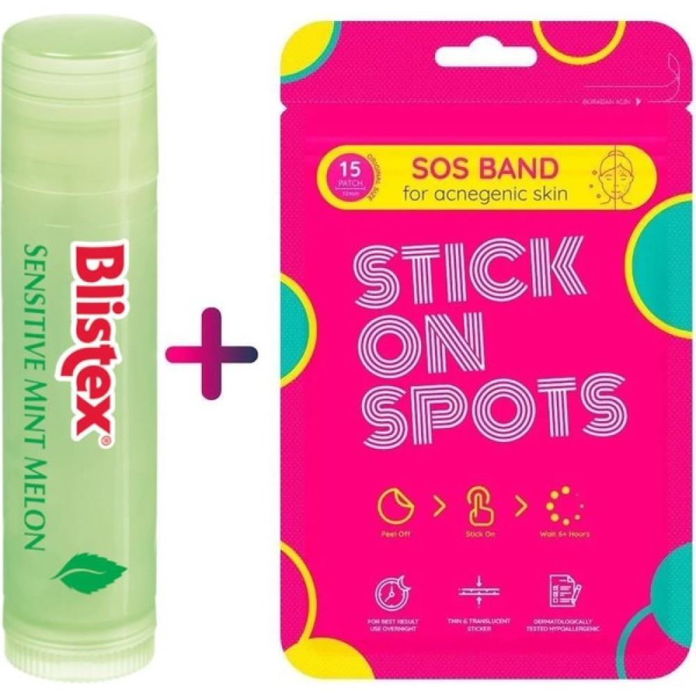 Blistex Sensıtıve Mınt Melon Nemlenmeyi Destekleyen Dudak Bakım Kremi 4.25GR+ Sos Band -15 Adet Sivilce/akne Patch Dudak Bakımı / Koruyucu Fiyatı