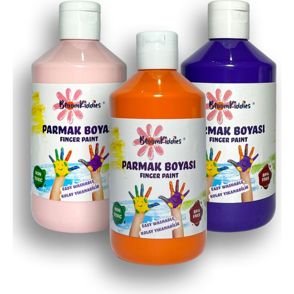 Bloomkiddies Yıkanabilir Parmak Boya 3'lü Set 2 (3X300 ml Şişe) - Renkli - 3'lü Paket Yüz & Parmak Boyası Fiyatı