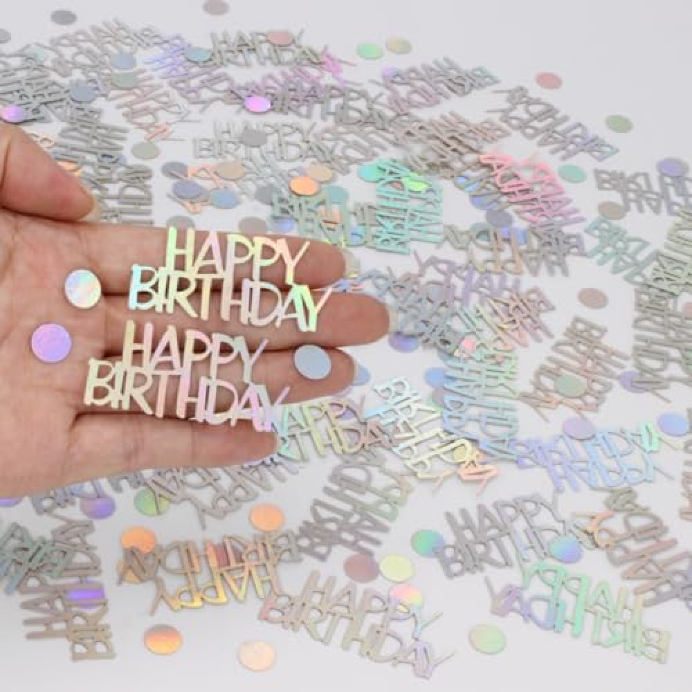 Blopee Birthday Confetti, Glitter Happy Birthday Table Decorations, 270 PCS Iridescent Party Decorations