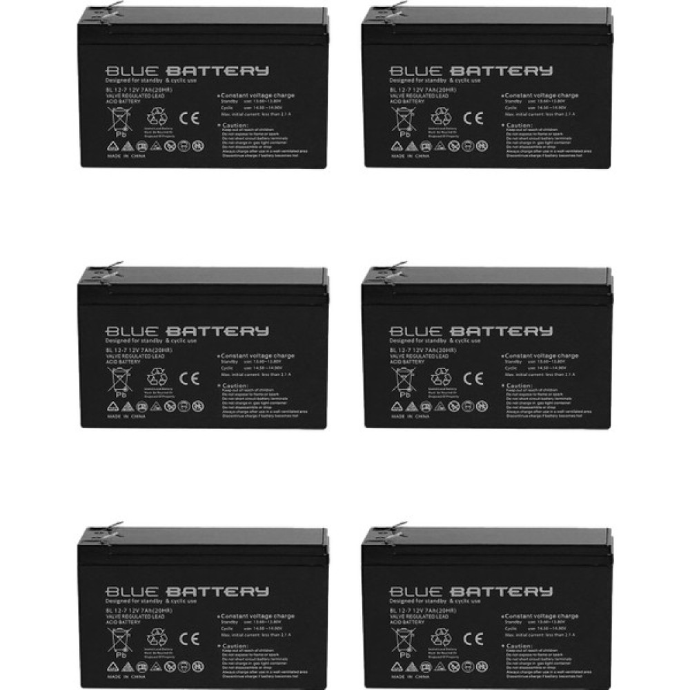 Blue Battery 6 Adet Blue Battery 12V 7AH Bakımsız Kuru Akü 2023 Eylül Üretim 12 Volt 7 Amper Kesintisiz Güç Kaynakları (UPS) Fiyatı