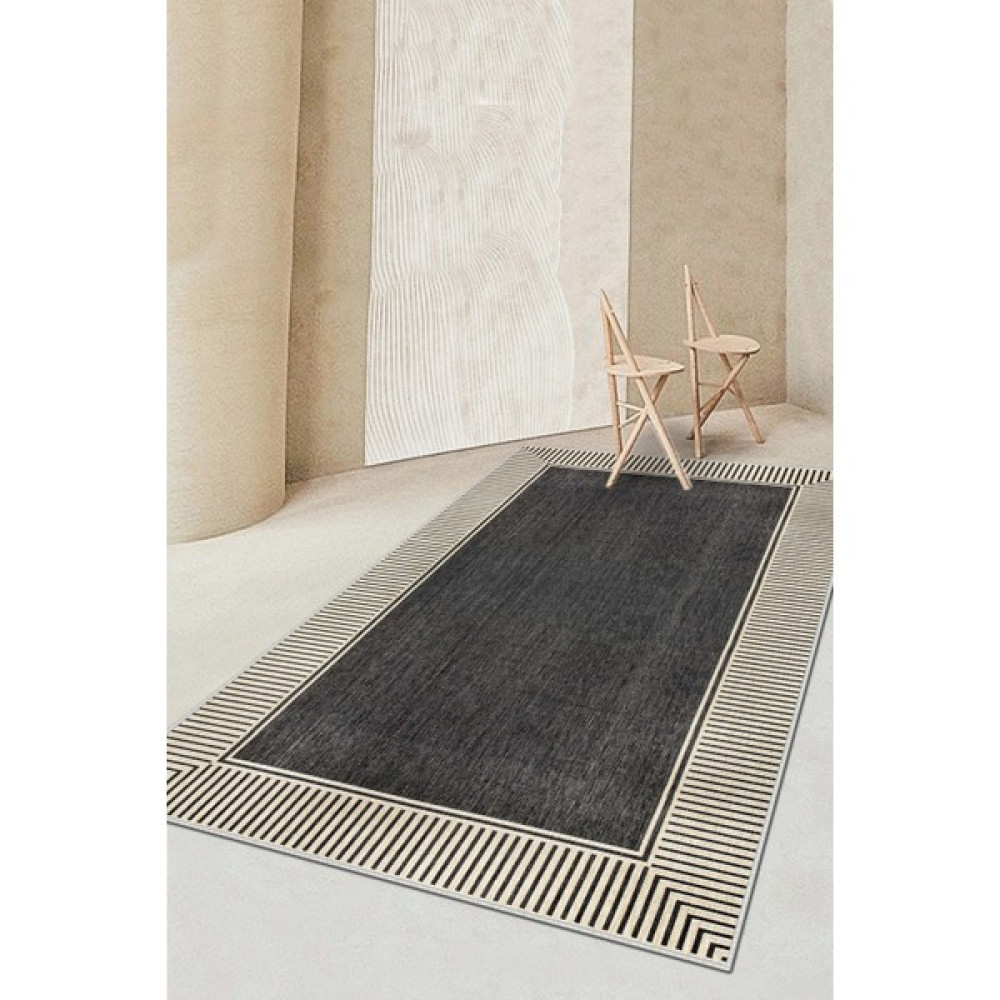 Blue Decortiva Dijital Baskı Makinede Yıkanabilir Kaymaz Taban Leke Tutmaz Salon Halısı Mutfak Halısı Balkon Halısı ve Yolluk - 40 x 60 cm - Siyah Salon Halısı Fiyatı