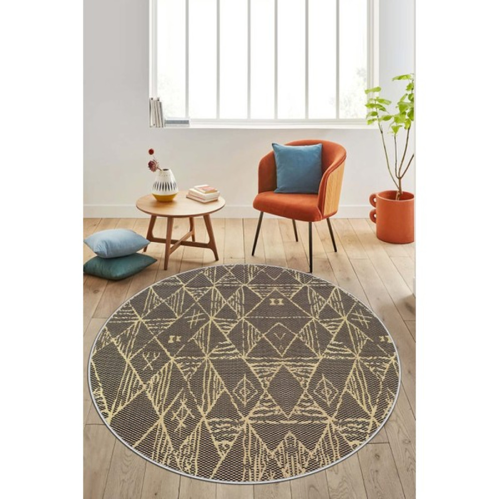 Blue Decortiva Dijital Baskı Makinede Yıkanabilir Kaymaz Taban Leke Tutmaz Yuvarlak Salon Halısı Mutfak Halısı Ve Balkon Halısı - 40 x 40 cm Salon Halısı Fiyatı