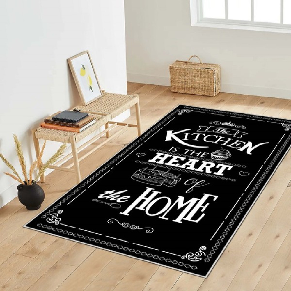 Blue Decortiva Makinede Yıkanabilir Kaymaz Taban Leke Tutmaz Mutfak Halısı ve Mutfak Yolluk - 120 x 180 cm - Siyah Salon Halısı Fiyatı