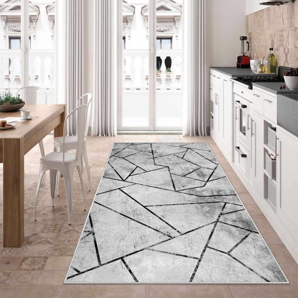 Blue Decortiva Makinede Yıkanabilir Kaymaz Taban Leke Tutmaz Salon Halısı Mutfak Halısı ve Yolluk - 100 x 450 cm - Gri Salon Halısı Fiyatı