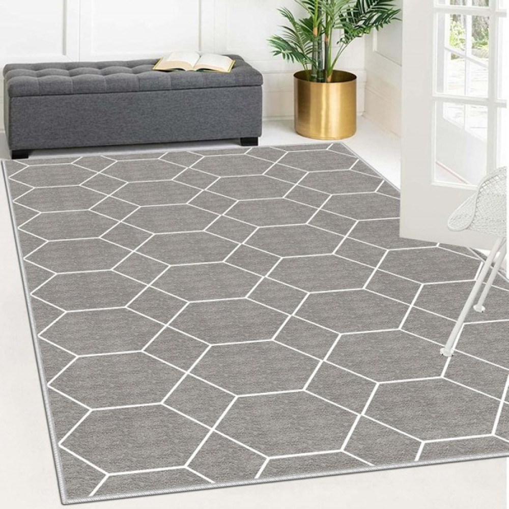 Blue Decortiva Makinede Yıkanabilir Kaymaz Taban Leke Tutmaz Salon Halısı Mutfak Halısı ve Yolluk - 80 x 350 cm - Gri Salon Halısı Fiyatı