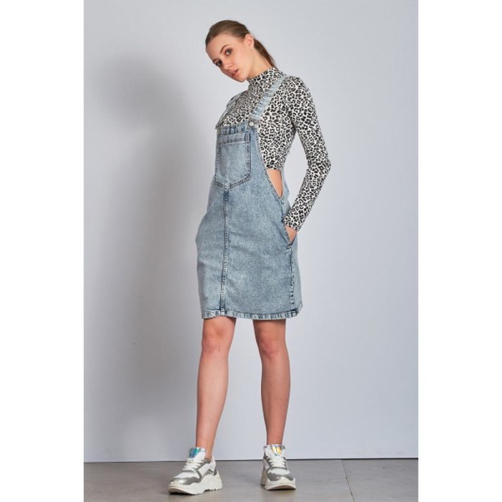 Blue Denim Kot Salopet Elbise Elbise Fiyatı