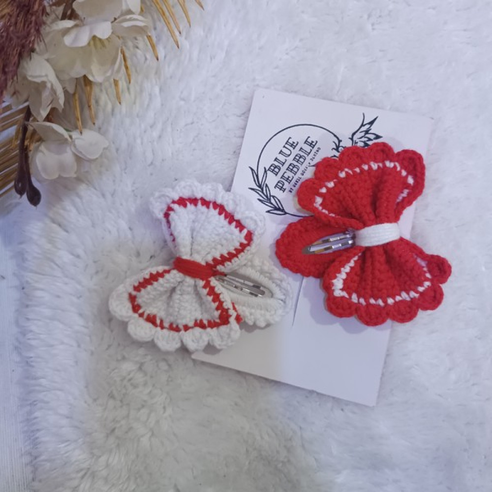 Blue Pebble Kız Çocuk Örme With Bow 2'li Kırmızı-Beyaz Fiyonk Çıtçıtlı Toka Toka, Taç & Saç Bandı Fiyatı