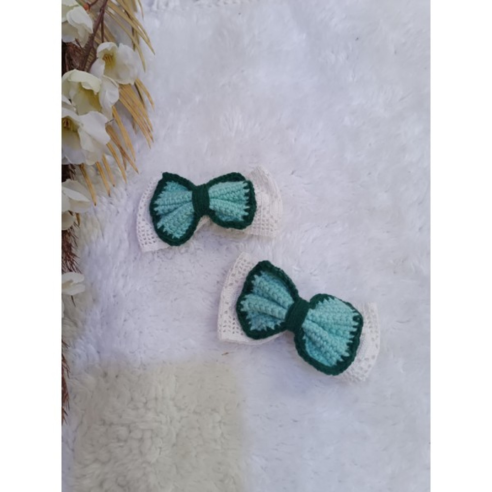 Blue Pebble Kız Çocuk Örme With Bow 2'li Su Yeşili Dantel Fiyonk Klips Toka Toka, Taç & Saç Bandı Fiyatı