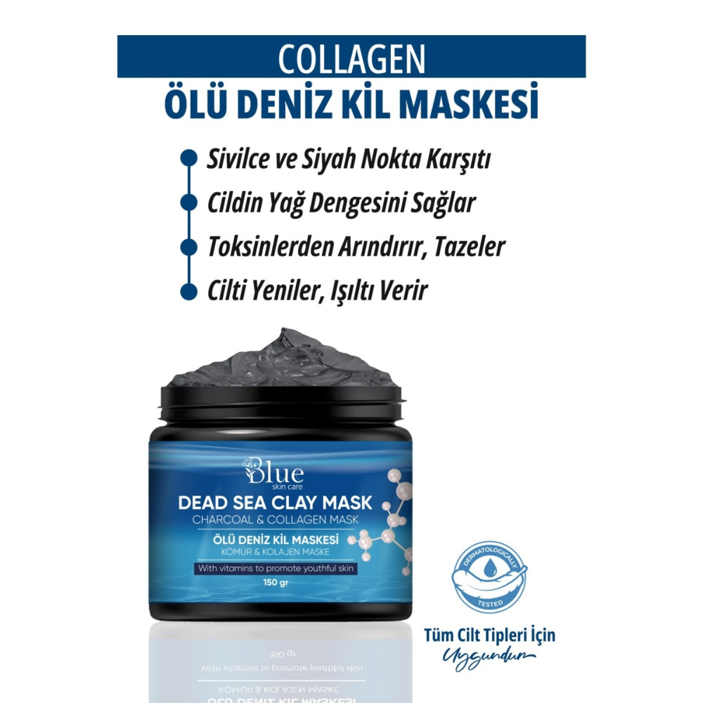 BLUE Skin Care Kolajenli Kil Maskesi Kızarıklık Sivilce Ve Siyah Nokta Karşıtı Sıkılaştırıcı Etki Kil Maskesi 150gr Cilt ve Yüz Bakımı Fiyatı