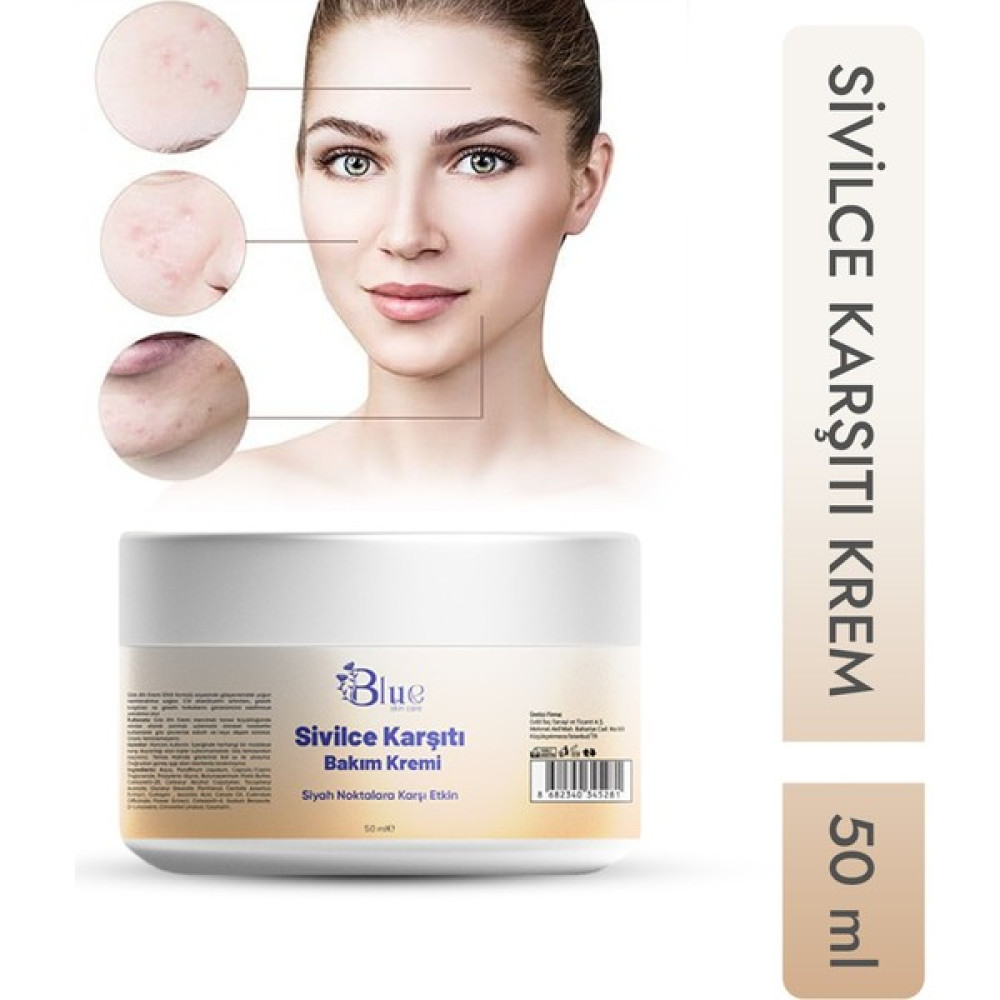 Blue Skin Care Yüz Kremi sivilce Karşiti Akne temizleme Tüm Cilt Tipleri Için 50ML Akne ve Sivilce Bakımı Fiyatı