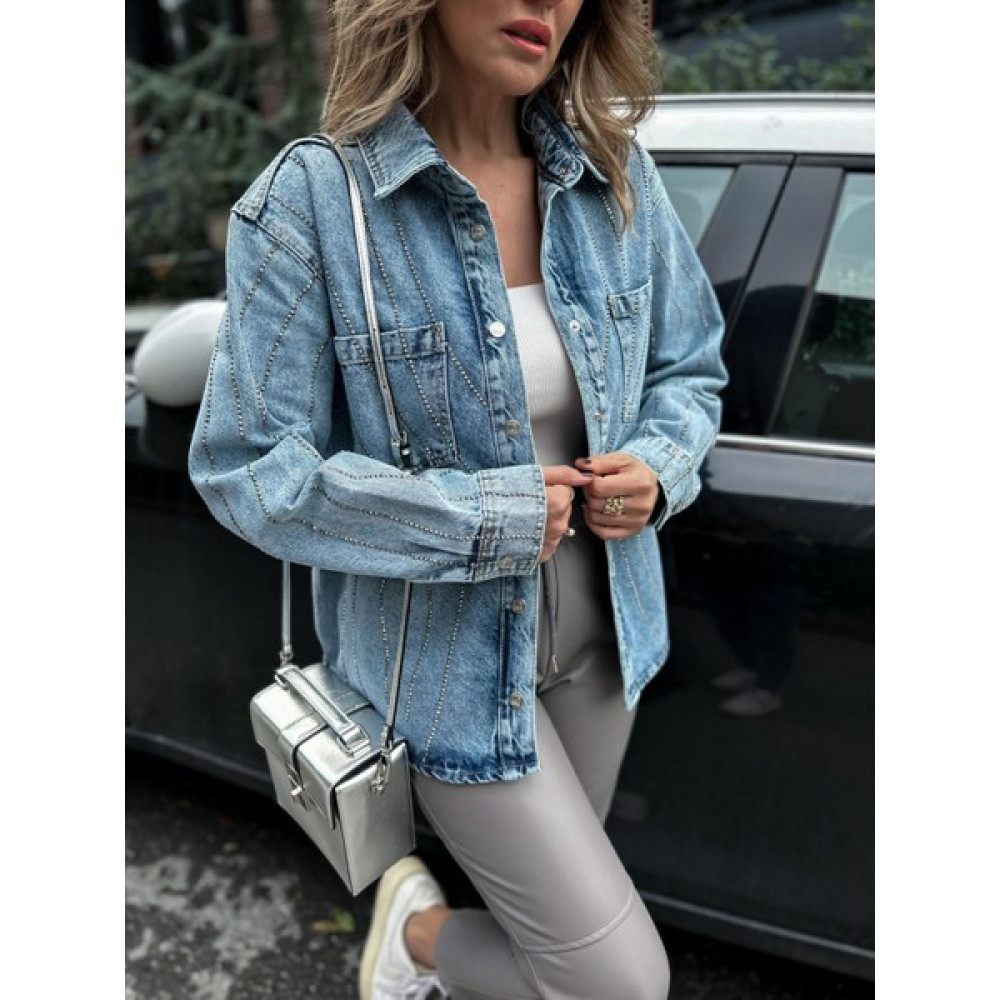 Blue Taşlı Jean Ceket Bayan Ceket Fiyatı