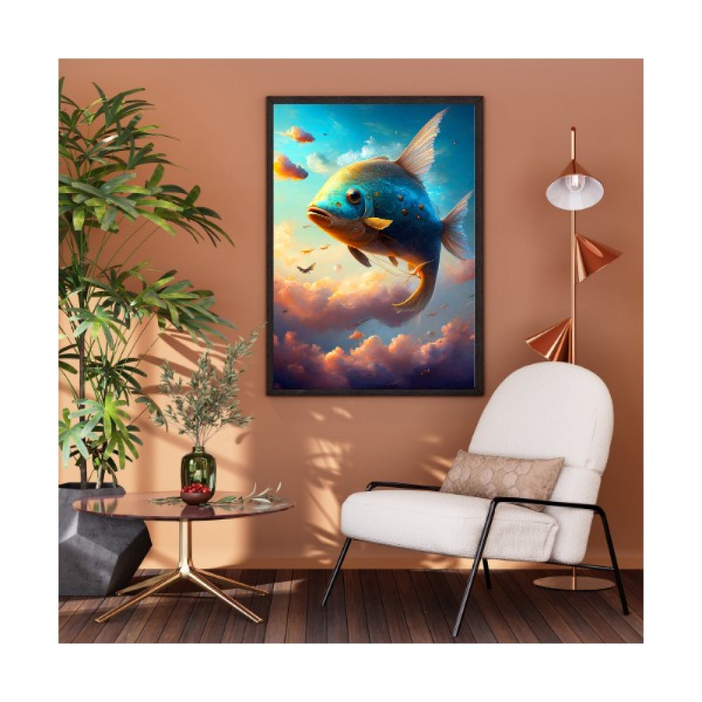 Blue Wall - Balık Uçuşu V2 - Çerçevesiz Tasarım Poster Duvar Sanatı - 30 x 42 Poster Fiyatı