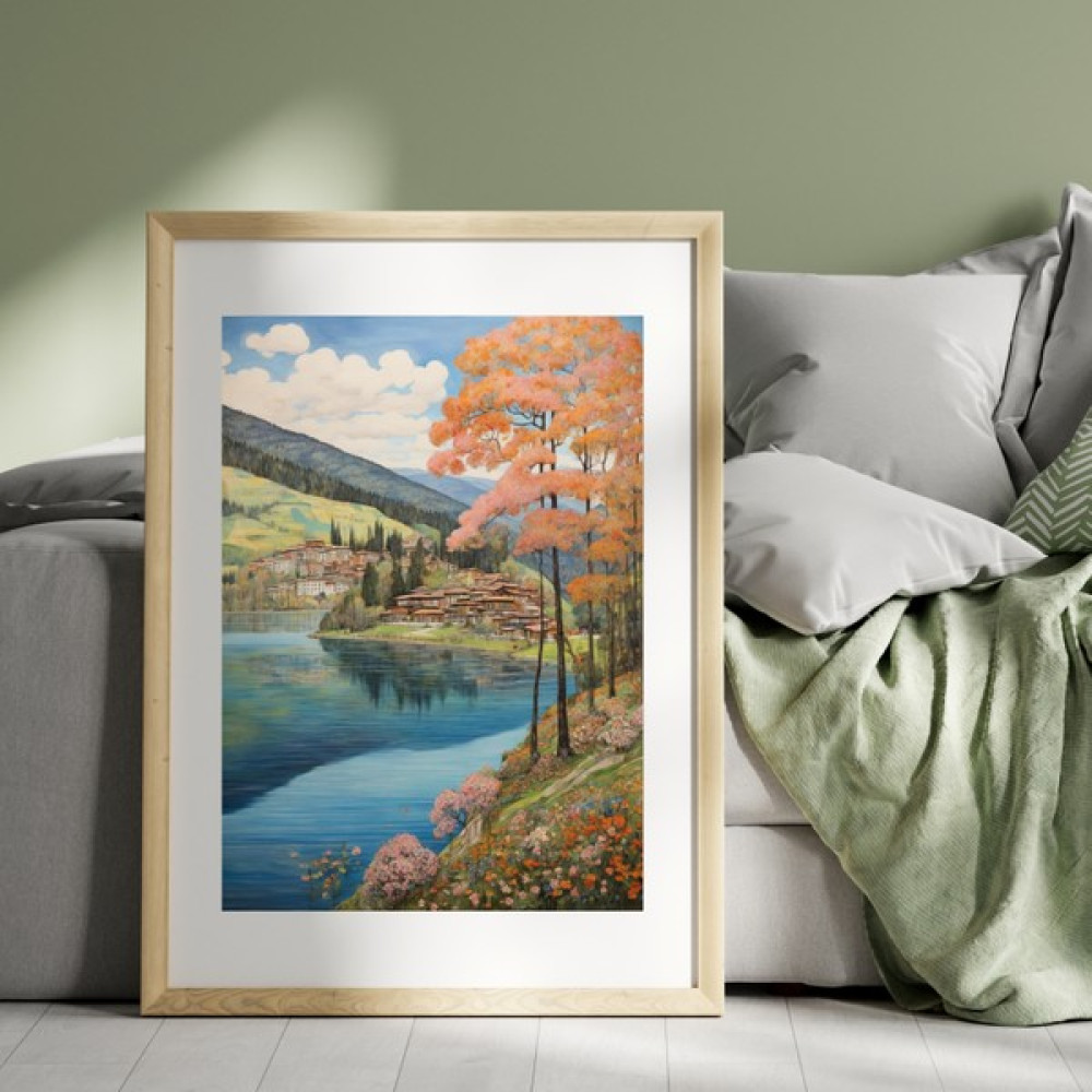Blue Wall - Bolu'da Bahar - Çerçevesiz Tasarım Poster Duvar Sanatı - 30 x 42 Poster Fiyatı