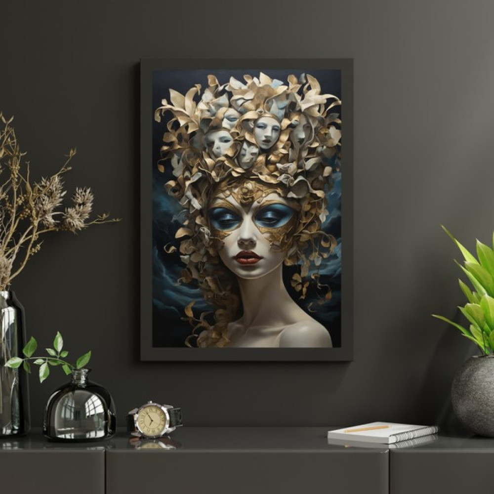 Blue Wall - Gölgeli Yüzler - Çerçevesiz Tasarım Poster Duvar Sanatı - 30 x 42 Poster Fiyatı