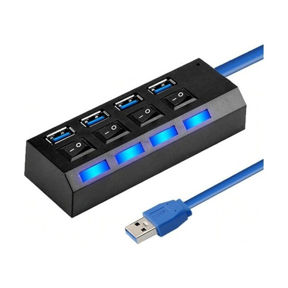 Blue Wings 4 Portlu On/off Anahtarlı LED Işıklı USB 3.0 Çoklayıcı Çoğaltıcı - Siyah Tablet Pc Aksesuarları Fiyatı
