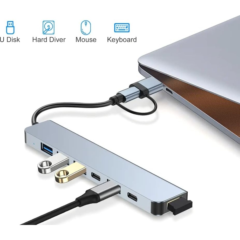 Blue Wings 7in1 USB ve Type-C Girişli USB Çoğaltıcı 7in1 USB 3.0 Çoğaltıcı USB C Macbook Uyumlu Çevirici Adaptör Çok Portlu Çoklayıcı 7 In 1 USB Hub Bilgisayar Çevirici ve Adaptörü Fiyatı