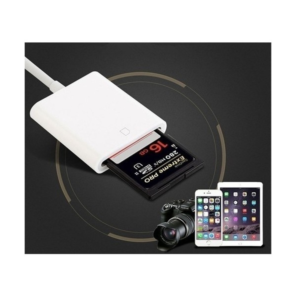 Blue Wings Apple iPhone iPad Lightning To Sd Camera Reader Sd Micro Sd Kart Okuyucu Kablo Adaptör-Beyaz - Beyaz Hafıza Kartları Fiyatı