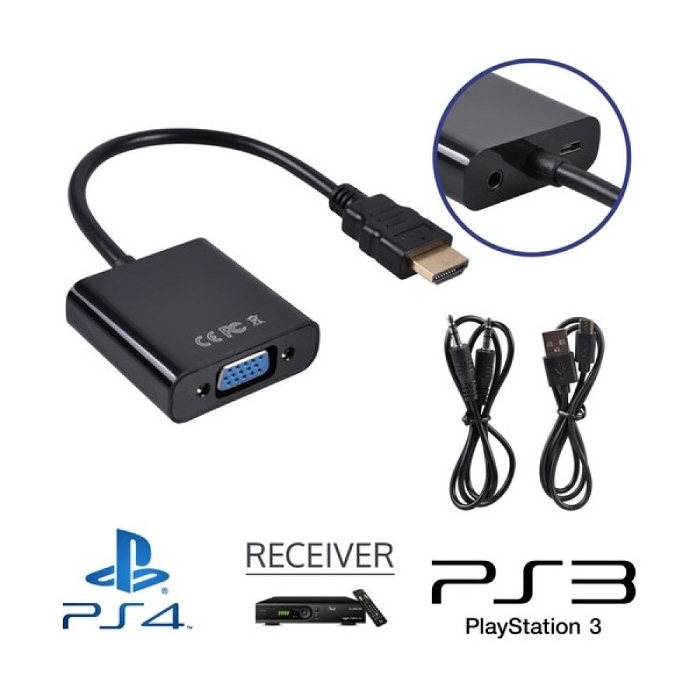 Blue Wings HDMI To VGA Çevirici Kablo Uydu Receiver Macbook Ps3 Ps4 Projeksiyon + Ses ve Güç Destekli - Kahverengi Bilgisayar Çevirici ve Adaptörü Fiyatı