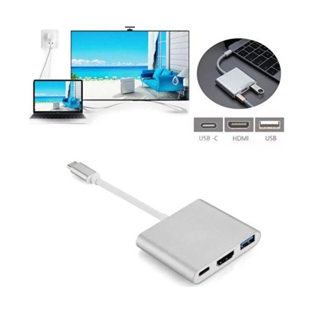 Blue Wings Macbook Uyumlu 4K Full Hd 1080P Type C To 3 Portlu HDMI - USB 3.0 - Pd Çevirici Hub Adaptör3'in 1 Dönüştürücü - Krem Bilgisayar Çevirici ve Adaptörü Fiyatı