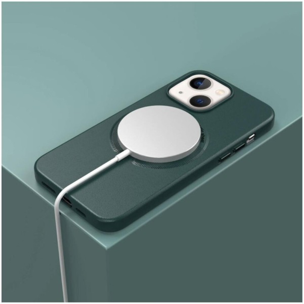 BlueCase Apple iPhone 13 Uyumlu Kılıf Magsafe Özellikli Lansman Deri Kılıf Yeşil - İphone 13 Cep Telefonu Kılıfı Fiyatı