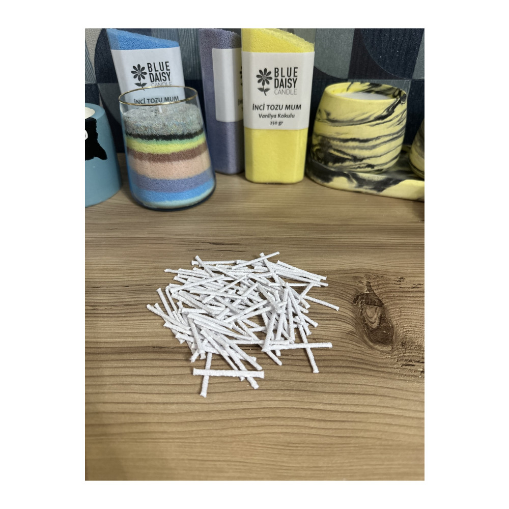 BlueDaisyCandle 100 Adet Inci Tozu Mum Fitili %100 Pamuk Sert Mum Fitili 4cm Dekoratif Mum Fiyatı