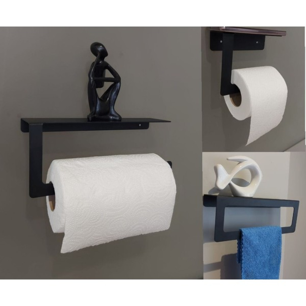 Blueflame Metal Havluluk,tuvalet Kağıtlığı Vehavlu Kağıtlık Set - Mat Siyah Havluluk Fiyatı