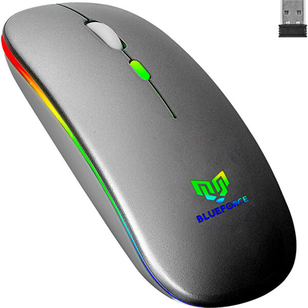 Blueforce V5.0 Bluetooth & Wireless 2,4ghz Sessiz Kablosuz Mouse Gri Işıklı Şarjlı Klavye - Mouse Fiyatı