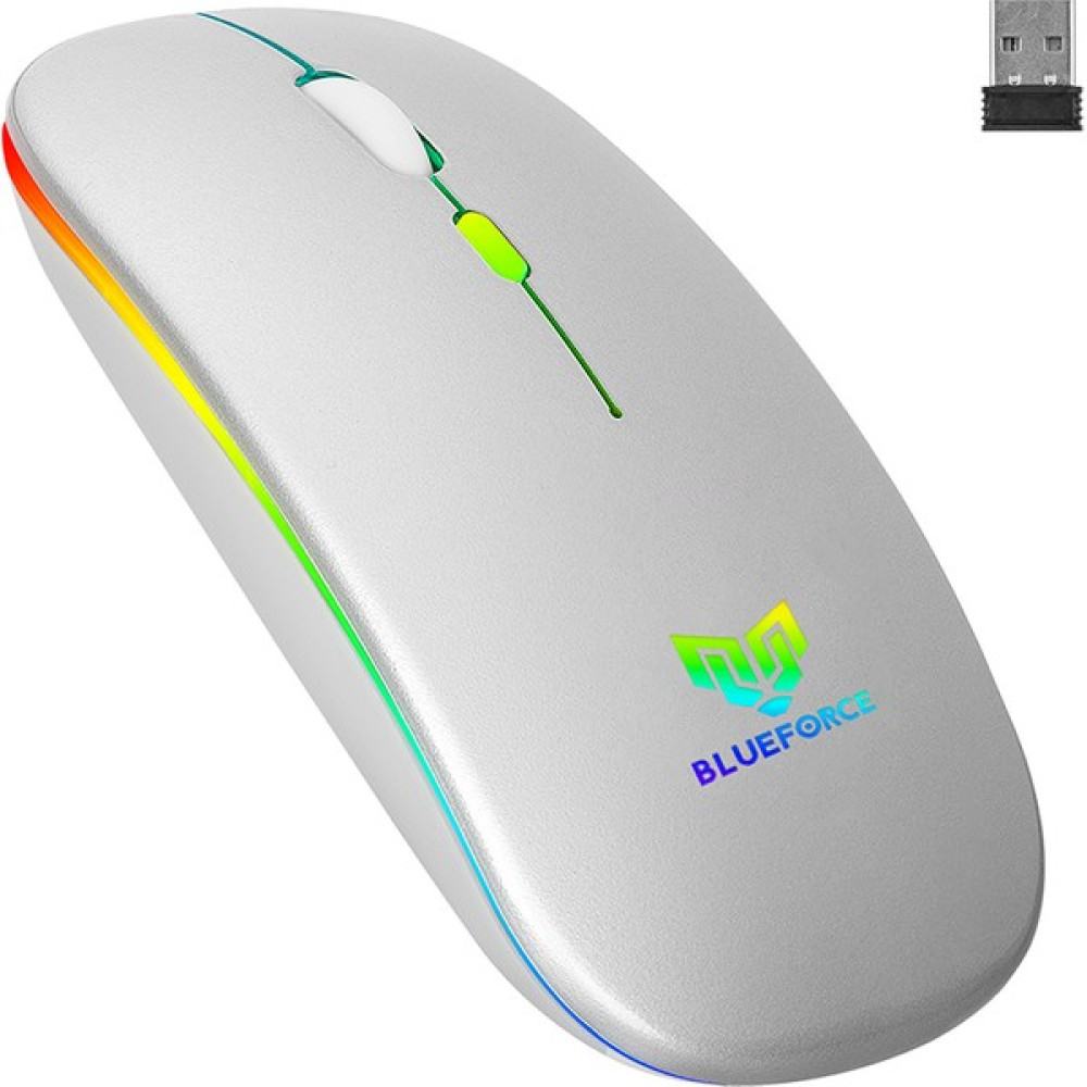 Blueforce V5.0 Bluetooth & Wireless 2,4ghz Sessiz Kablosuz Mouse Gümüş Işıklı Şarjlı Klavye - Mouse Fiyatı