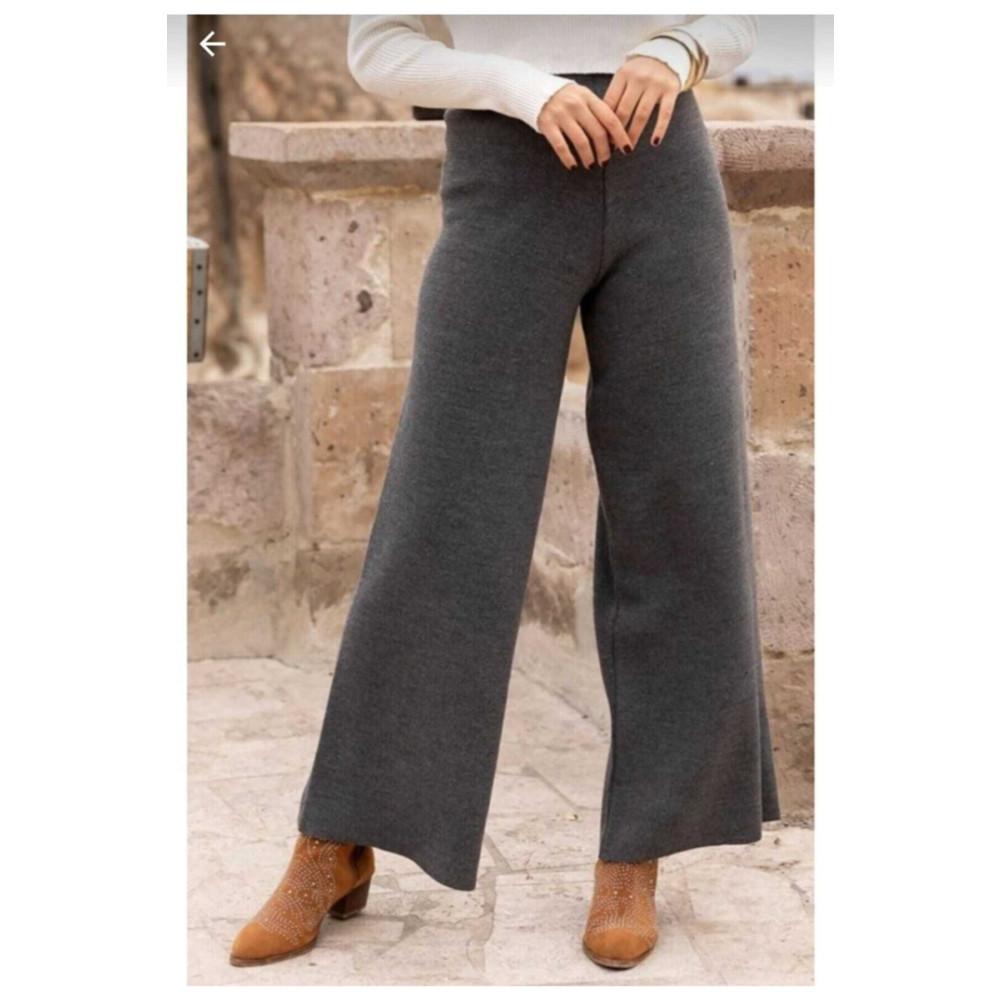 BLUEMOOR Kadın Bol Paça Triko Pantolon Kadın Pantolon Fiyatı