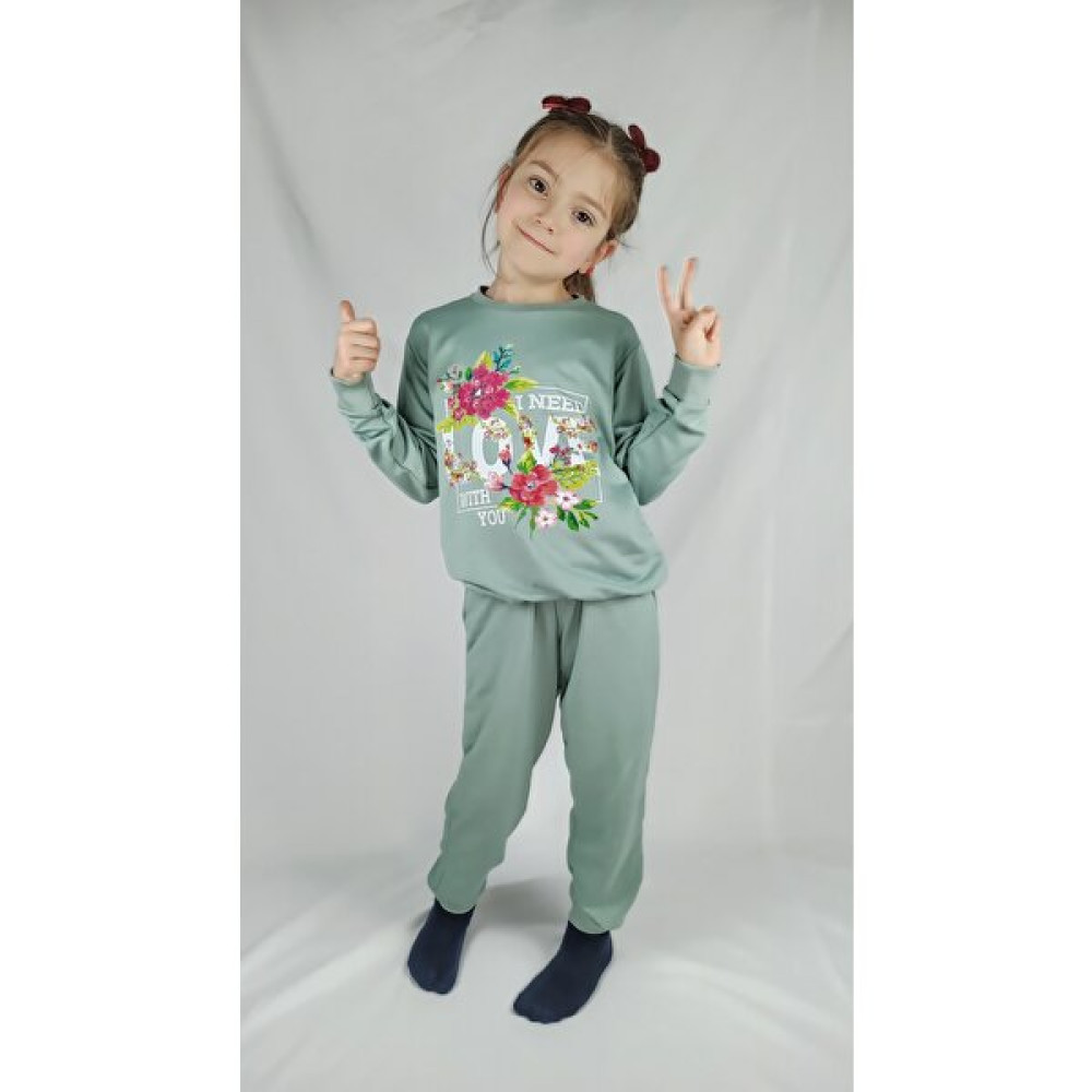 Bluence Kız Garson Mint Yeşil Baskılı Pamuklu Eşofman Takımı Kız Çocuk Eşofman Fiyatı