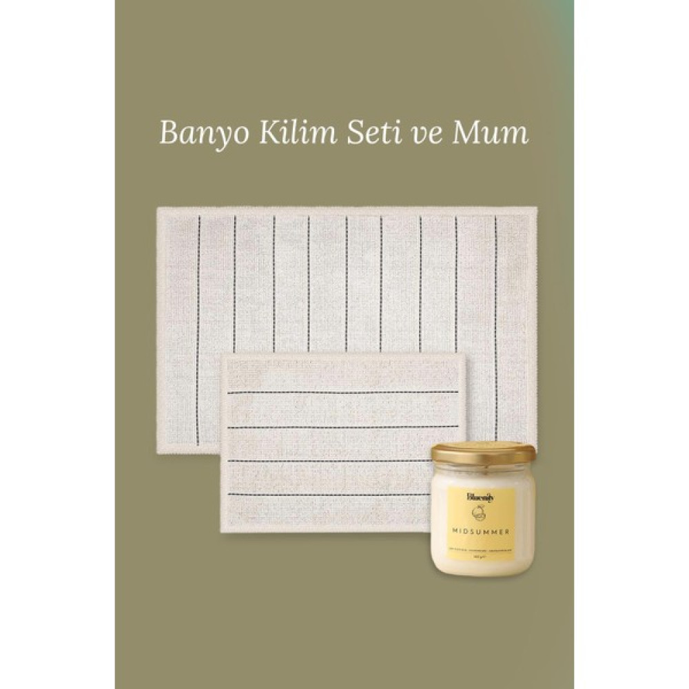 Bluenity 2'li Banyo Seti Barı Kilim Seti + Midsummer Banyo Mumu Klozet Takımı Fiyatı