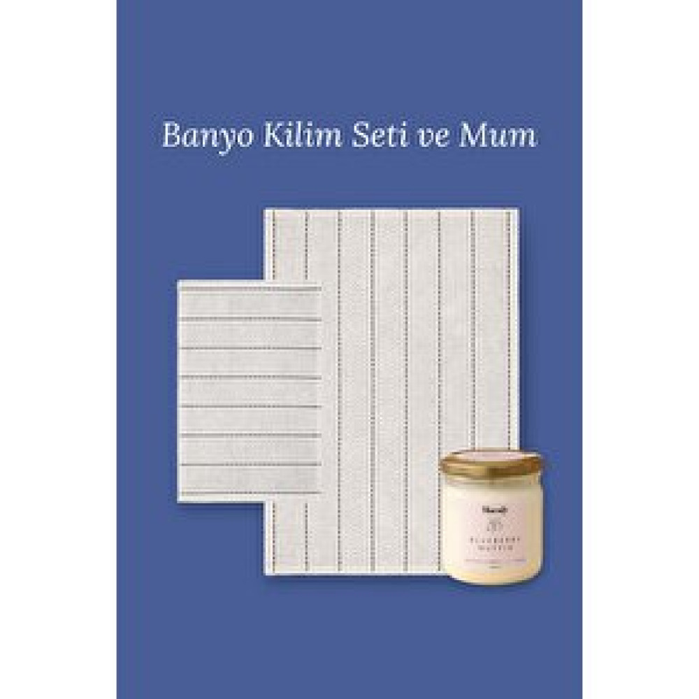 Bluenity 2'li Banyo Seti Basic Stripe Paspas Seti + Blueberry Muffin Banyo Mumu Banyo Halısı Fiyatı