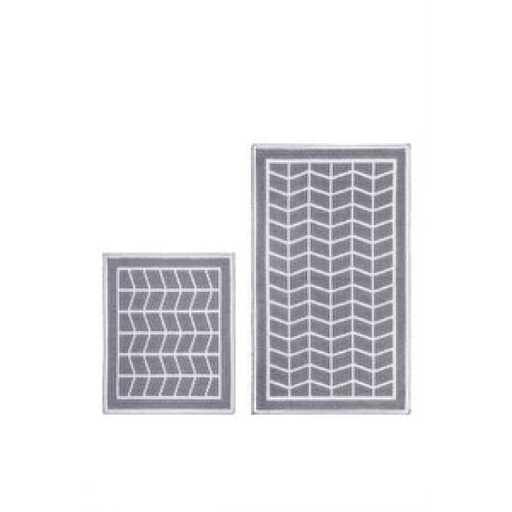 Bluenity Baklava Doğal Pamuklu 2'li Banyo Paspas Seti 60x100-50x60 Cm - Gri Banyo Halısı Fiyatı