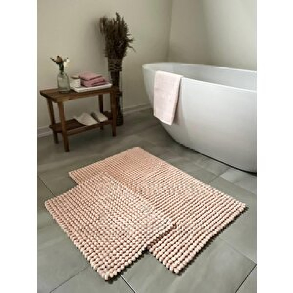 Bluenity Bubbles Doğal Pamuklu 2'li Banyo Paspas Seti 60x90+40x60 Cm - Pudra Banyo Halısı Fiyatı
