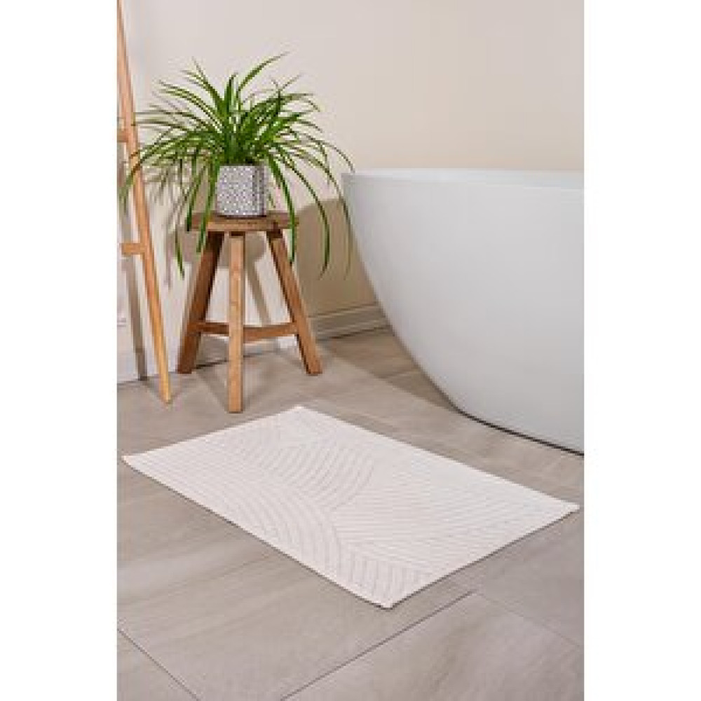 Bluenity Diamond Circle Doğal Pamuklu Paspas 50x80 Cm - Beyaz Banyo Halısı Fiyatı
