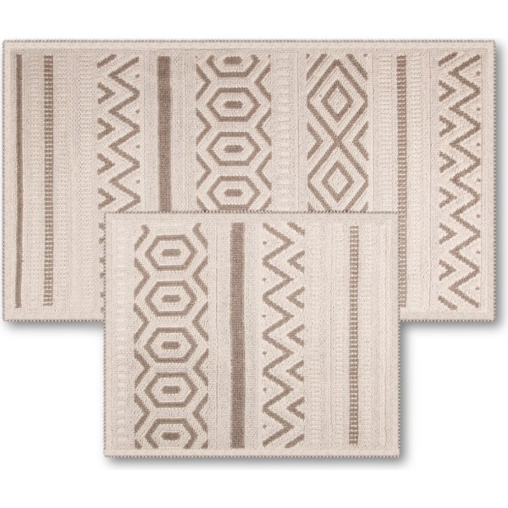 Bluenity Hat Doğal Pamuklu 2'li Banyo Kilim Seti - 60 x 100 cm- 50 x 60 cm - Açık Kahverengi Klozet Takımı Fiyatı