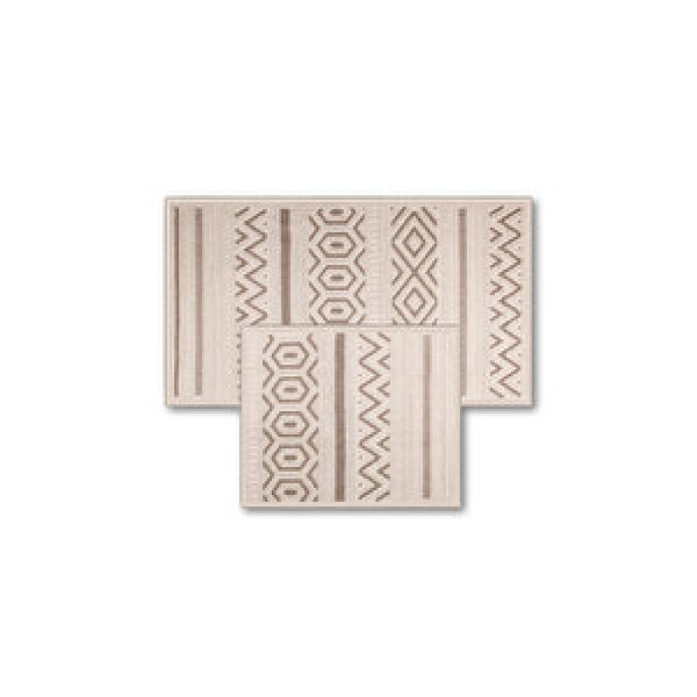 Bluenity Hat Doğal Pamuklu 2'li Banyo Kilim Seti 60x100+50x60 Cm - Bej Banyo Halısı Fiyatı