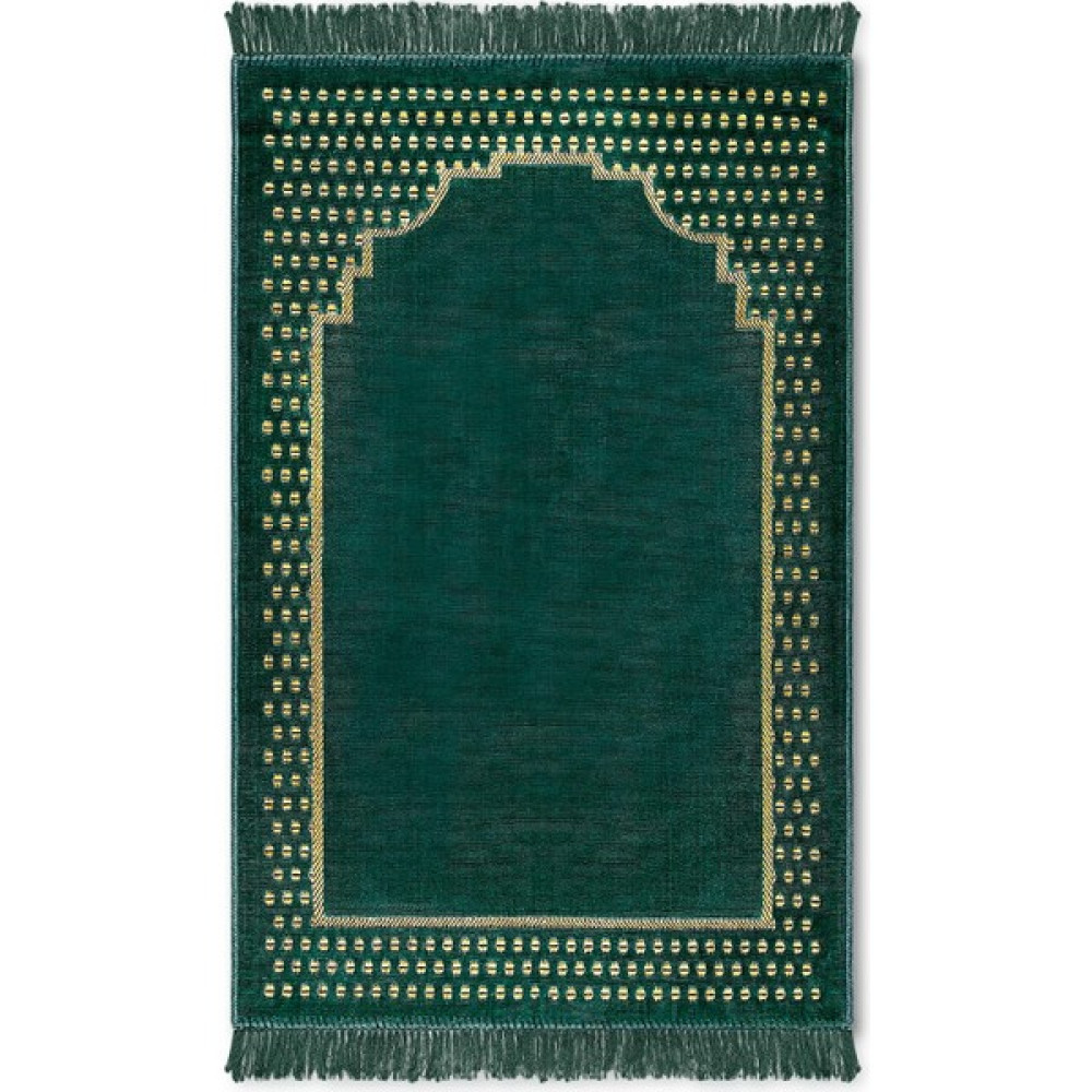 Bluenity Kare Mihrap Kadife Seccade 70X110 cm Yeşil - 70 x 110 cm Seccade Fiyatı