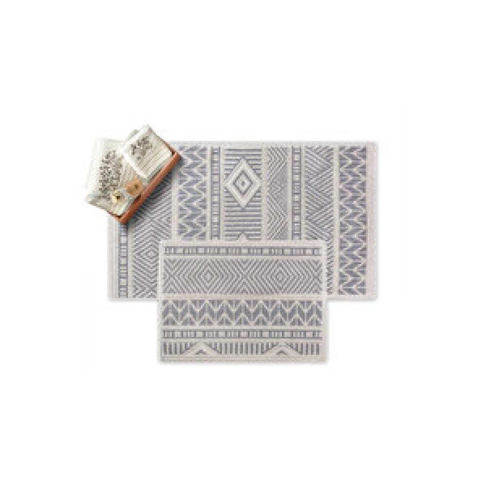 Bluenity Marina Doğal Pamuklu 2'li Banyo Kilim Seti 60x100+50x60 Cm - Gri Banyo Halısı Fiyatı