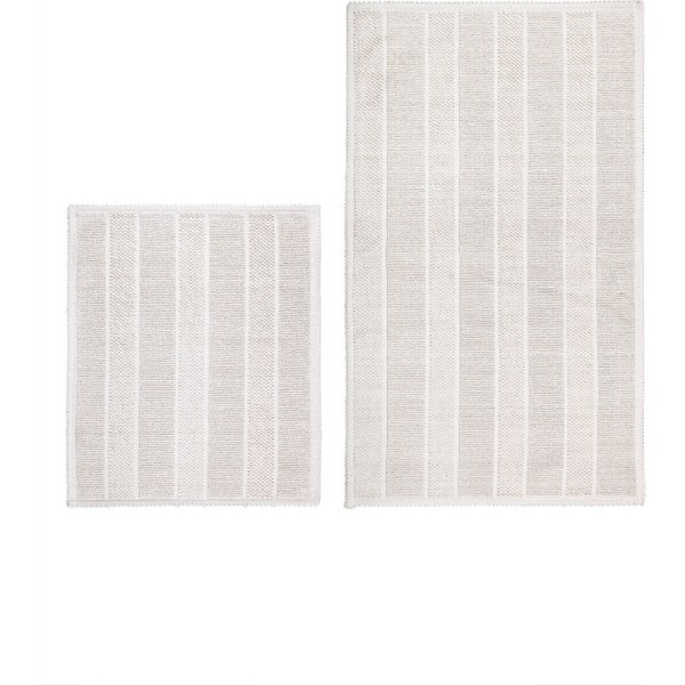 Bluenity Yol Doğal Pamuklu 2'li Banyo Kilim Seti 60 x 100-50 x 60 cm - Ekru Klozet Takımı Fiyatı